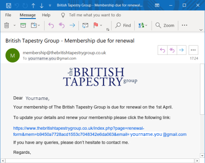 Your BTG Renewal Email