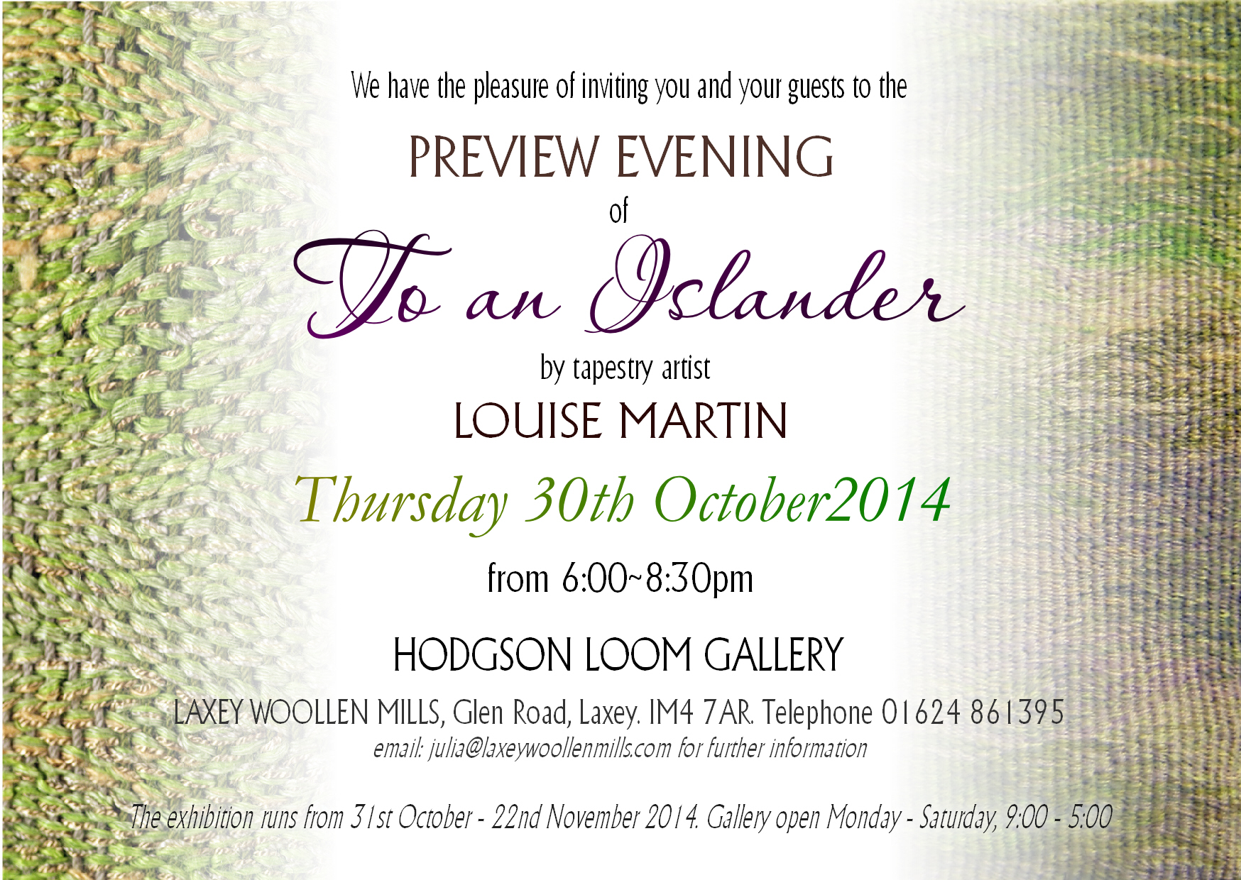 Louise Martin exhibition in Laxey, Isle of Man